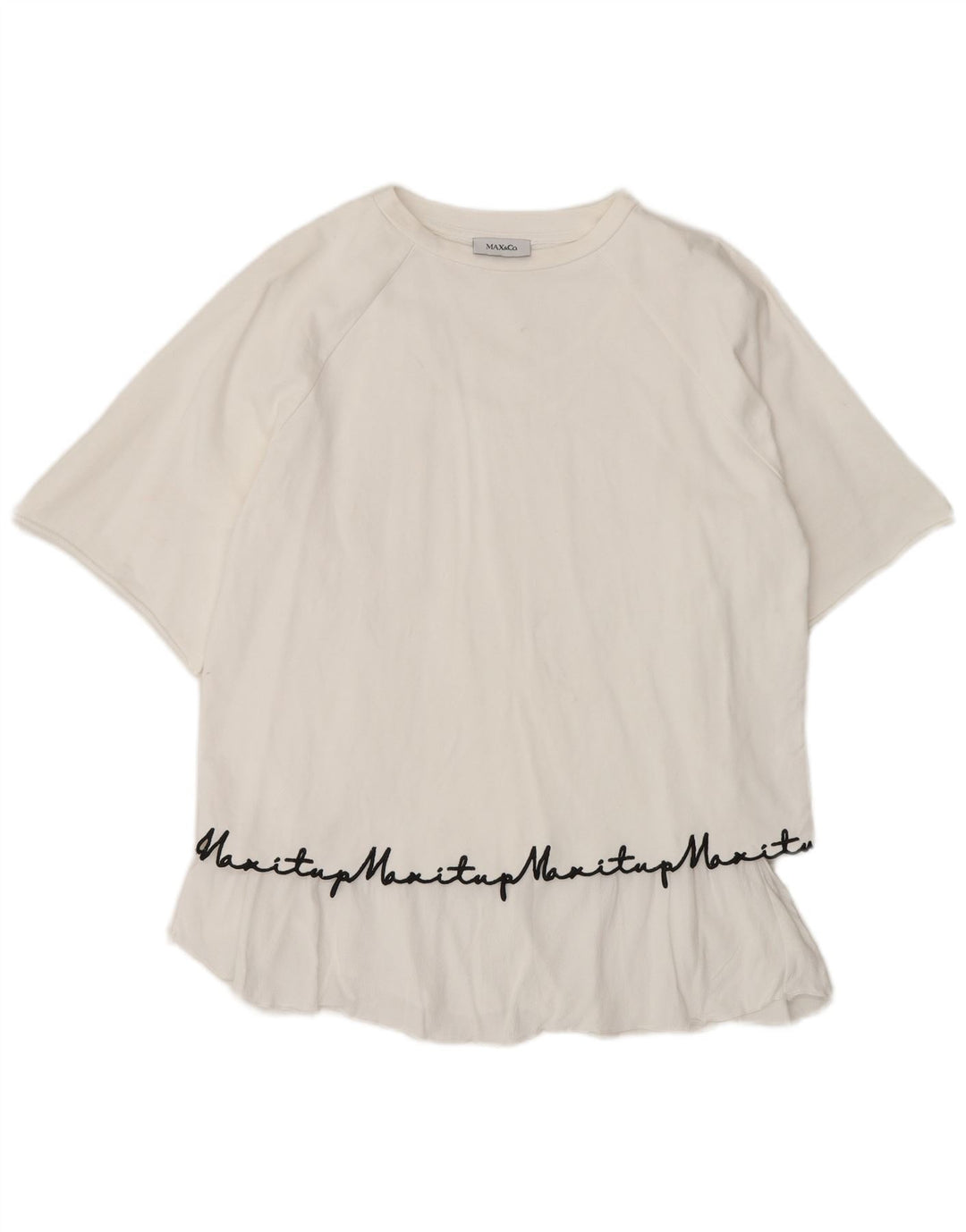 Max & Co. Kvinder grafisk oversize bluse Top UK 10 Lille hvid bomuld