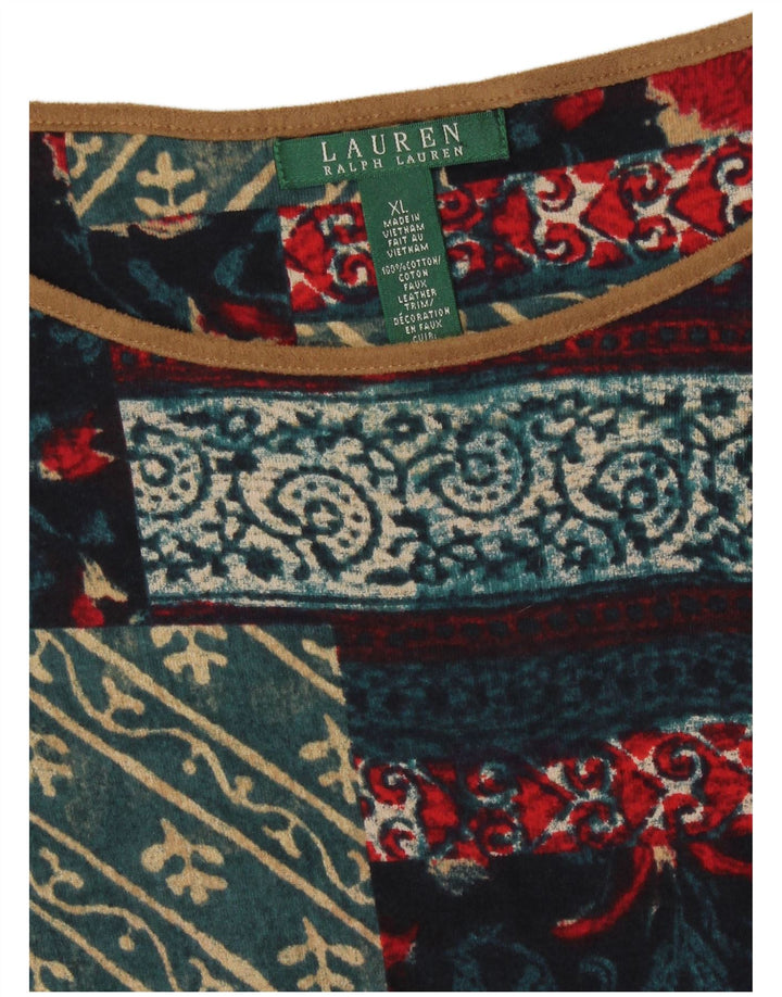 Ralph Lauren Dame A-Line Kjole UK 18 XL Flerfarvet Patchwork Bomuld