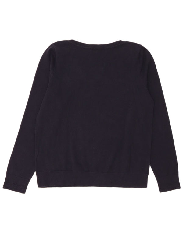 Tommy Hilfiger Dame Boat Neck Jumper Sweater UK 14 Large Navy Blue Bomuld
