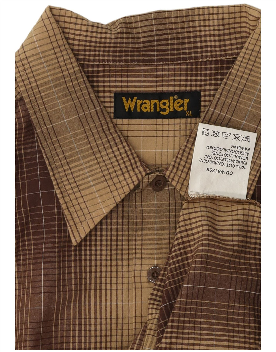 Wrangler herreskjorte XL brun ternet bomuld