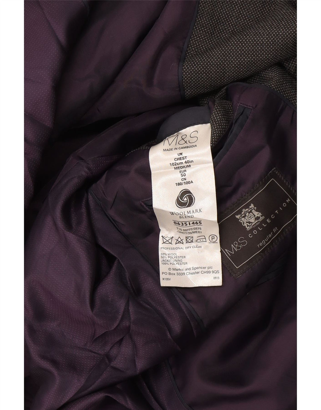 Marks & Spencer Herre 2-knaps Regular Fit Blazer-jakke UK 38 Medium Grey