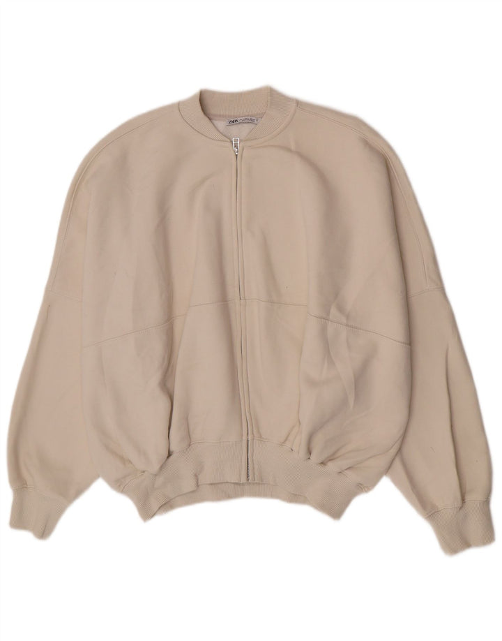 Zara Womens Oversized træningsdragt Topjakke UK 16 Large Beige