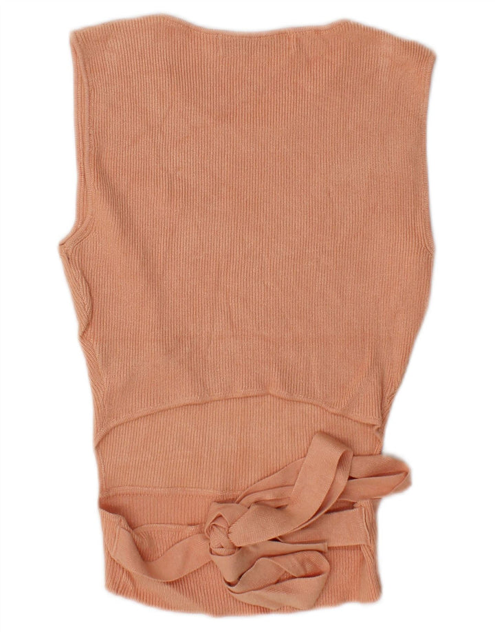 Zara Dame Ærmeløs Crop Bluse Top UK 12 Medium Pink Viscose