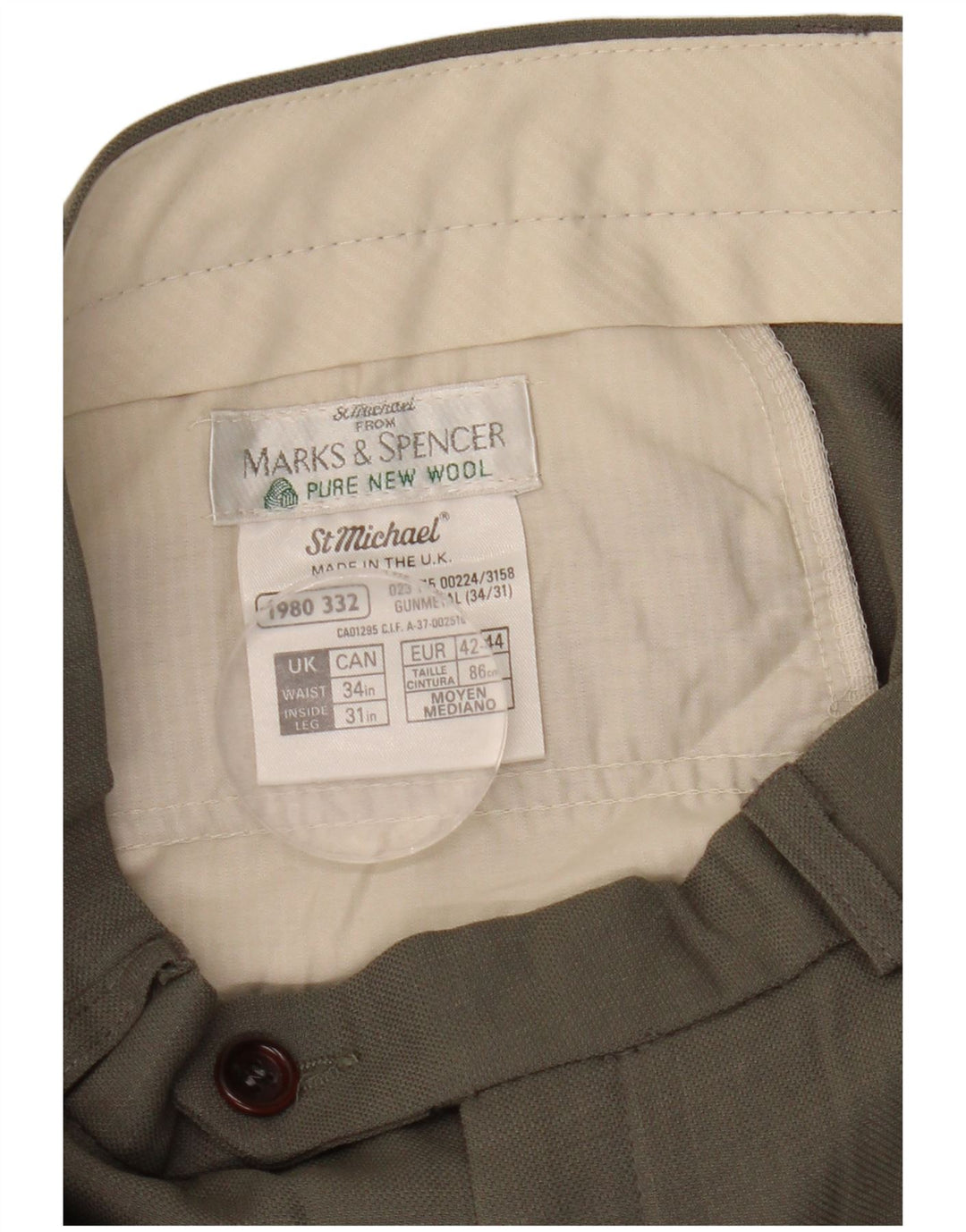 Marks & Spencer Herre Pegged Suit Bukser W34 L31 Grå uld