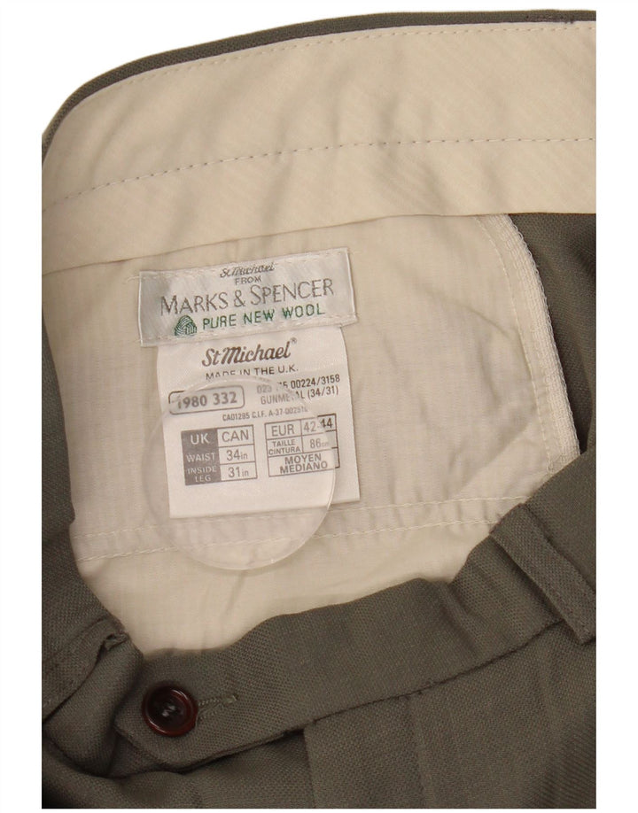 Marks & Spencer Herre Pegged Suit Bukser W34 L31 Grå uld