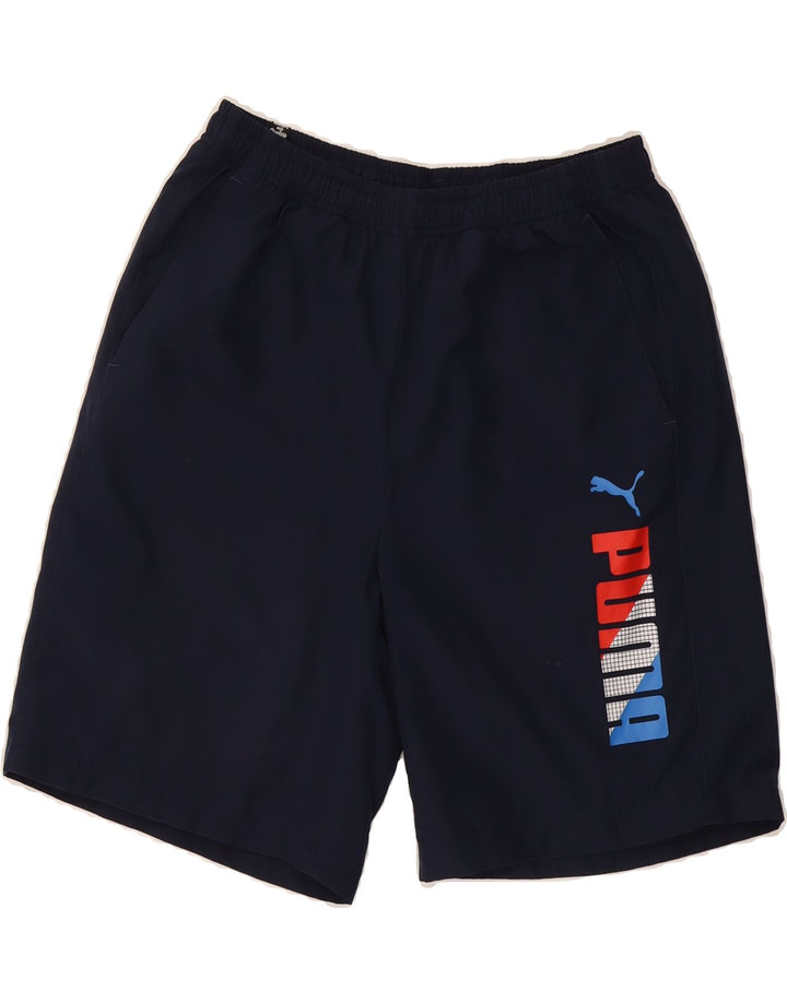 PUMA Mens Graphic Sport Shorts Medium  Navy Blue Polyester Vintage Puma and Second-Hand Puma from Messina Hembry 