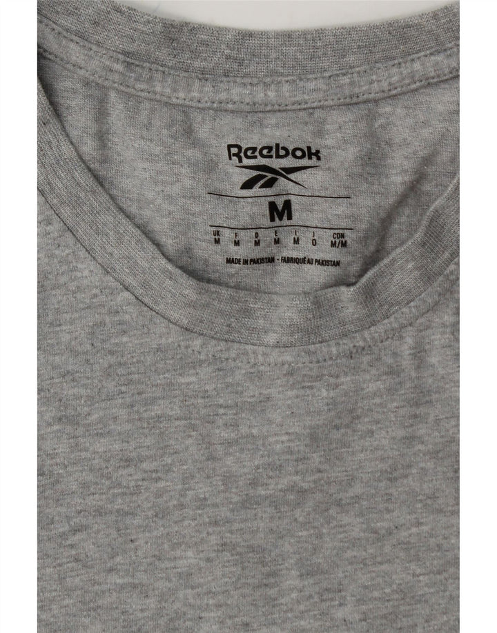 REEBOK Mens Graphic T-Shirt Top Medium Grey Cotton