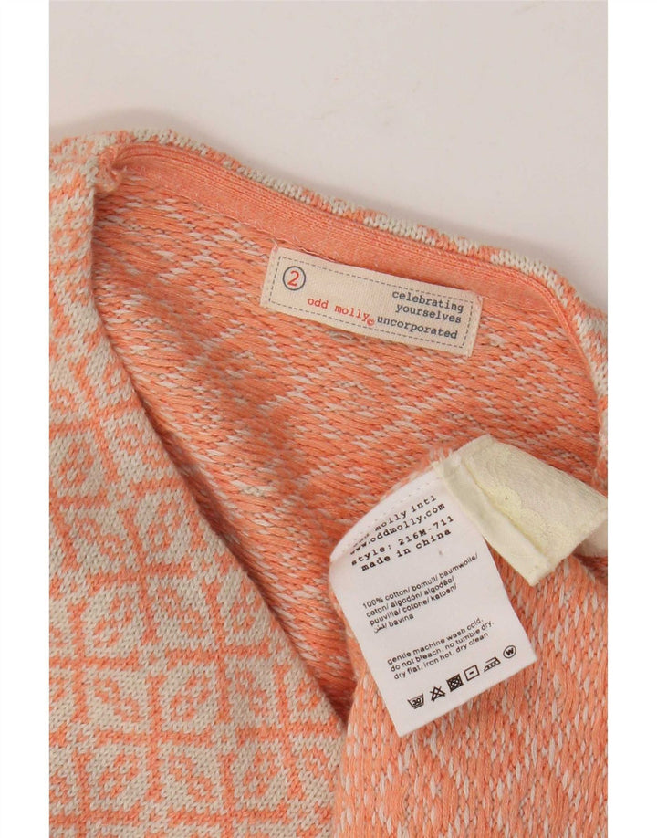 Odd Molly Dame Oversized Cardigan Sweater Størrelse 2 Medium Orange Geometrisk