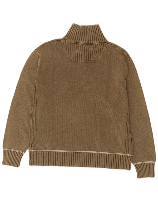 Camp David Herre grafisk lynlås-hals sweater 2XL brun bomuld