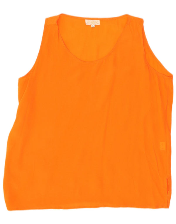 Tiffany Dame ærmeløs bluse Top UK 16 Large Orange Silk