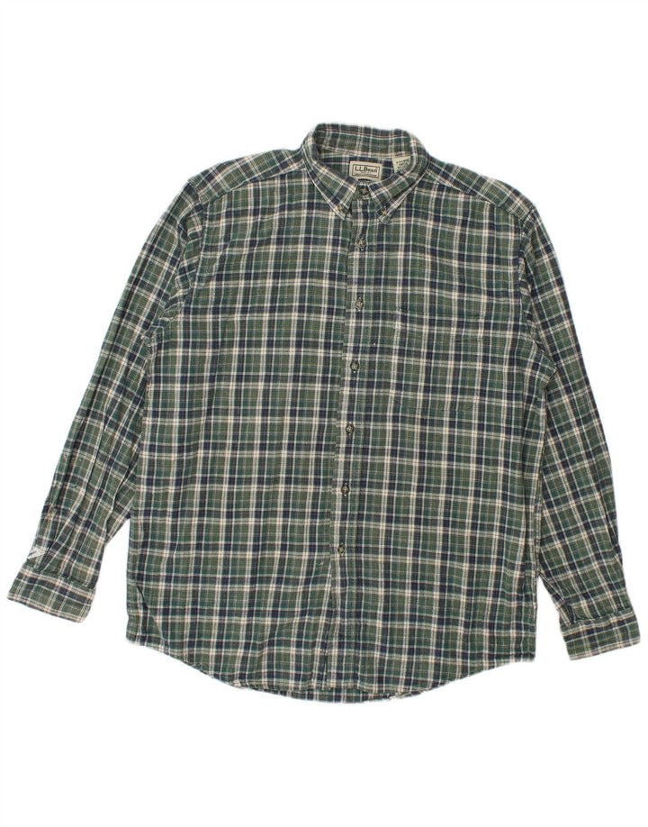 L.L.Bean Flannelskjorte til mænd Medium Grøn Plaid Bomuld