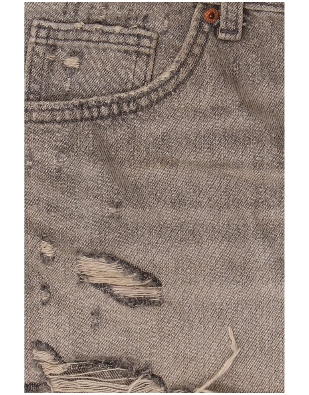 Zara Dame Denim Distressed Hot Pants EU 40 Medium W30 Grå Bomuld