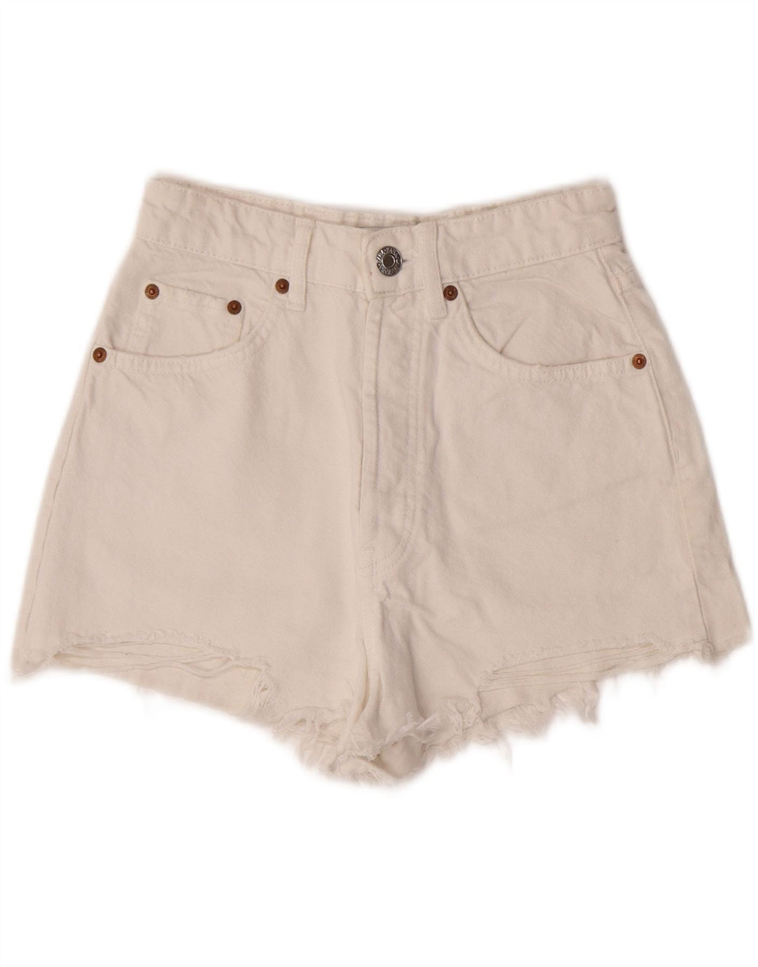 ZARA Womens Denim Shorts EU 36 XS W26  White Cotton Vintage Zara and Second-Hand Zara from Messina Hembry 
