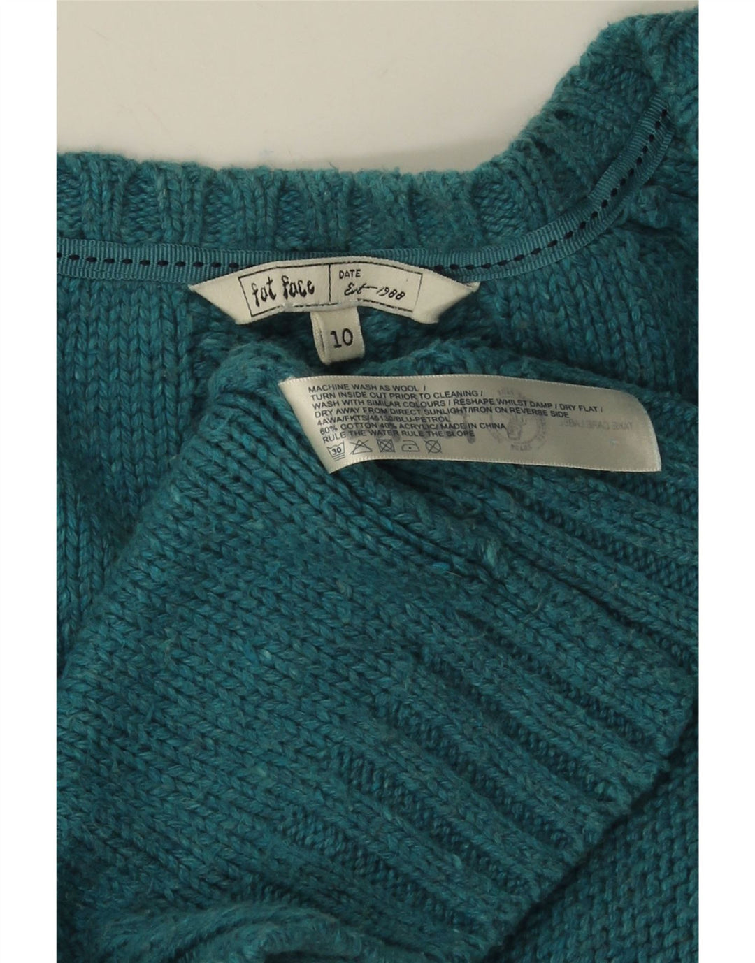 Fat Face Dame Oversized Cardigan Sweater UK 10 Small Blue Bomuld