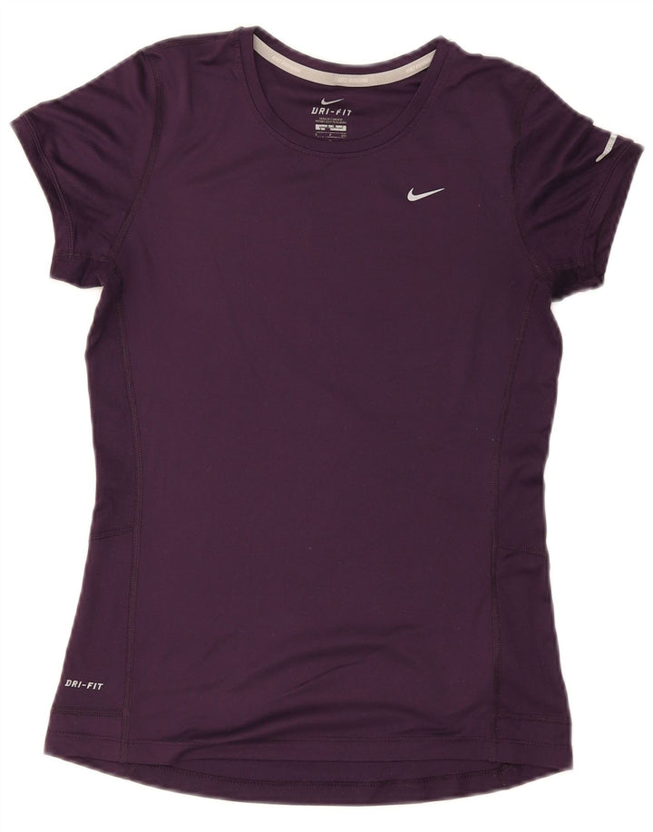 Nike Dame Dri Fit T-Shirt Top UK 8 Lille Lilla Polyester