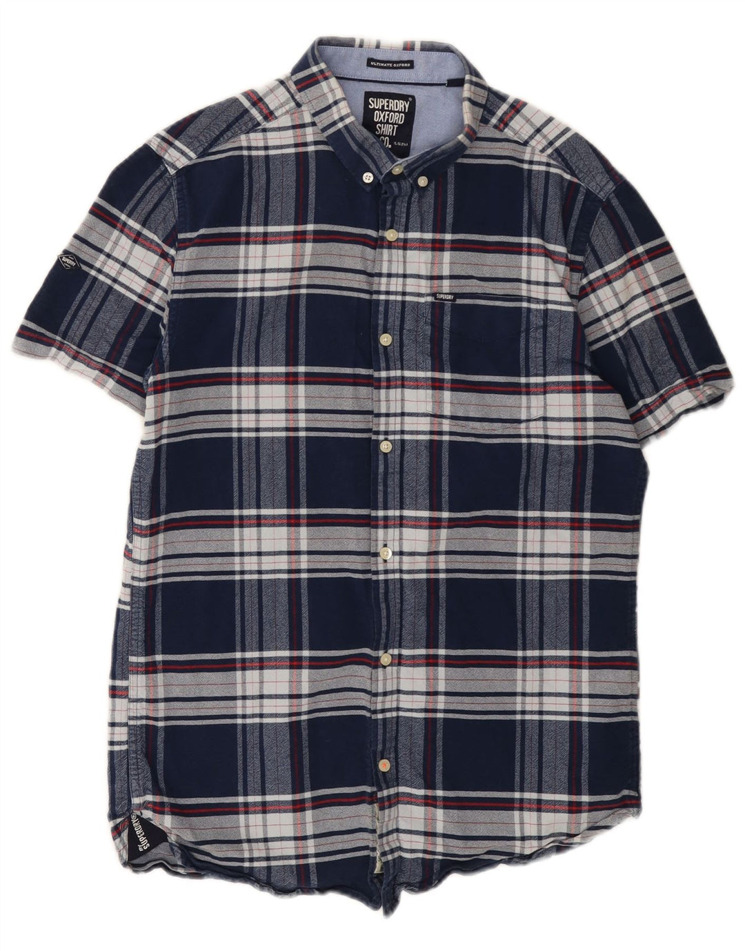 Superdry kortærmet flannelskjorte til mænd Medium marineblå ternet bomuld