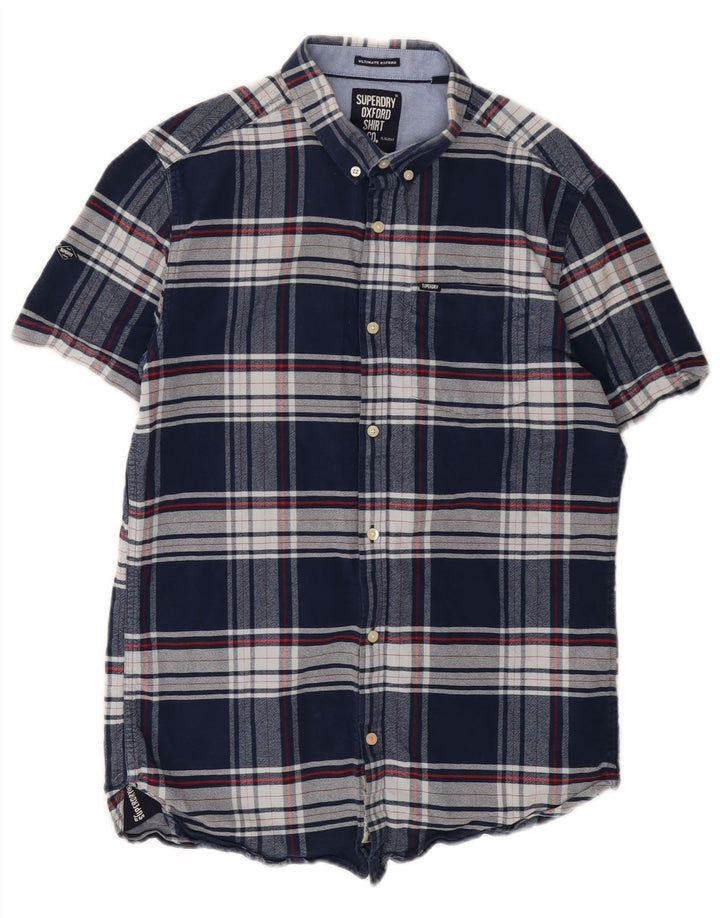 Superdry kortærmet flannelskjorte til mænd Medium marineblå ternet bomuld