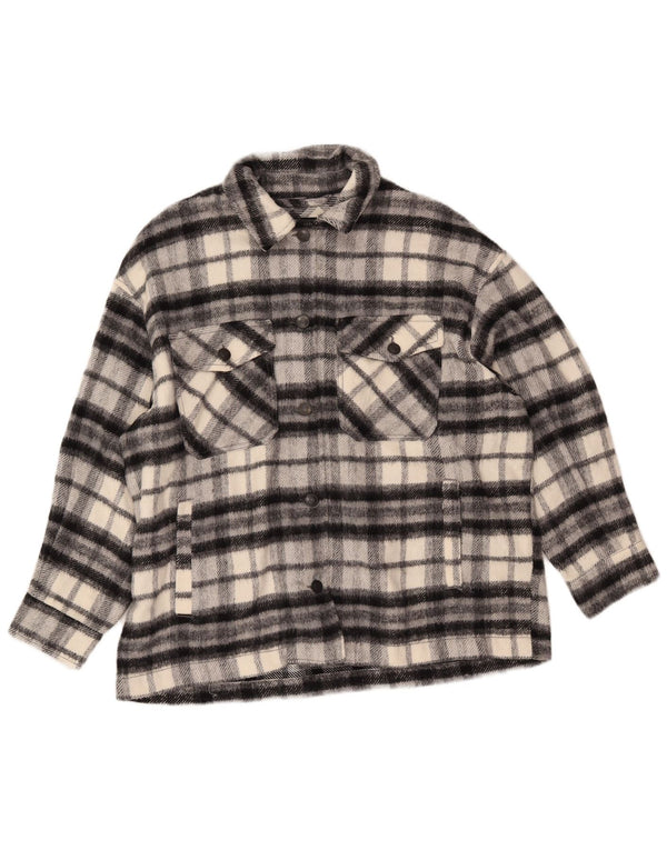 ZARA Oversized oversize overshirt til kvinder Flanellskjorte UK 16 Stor sort plaid