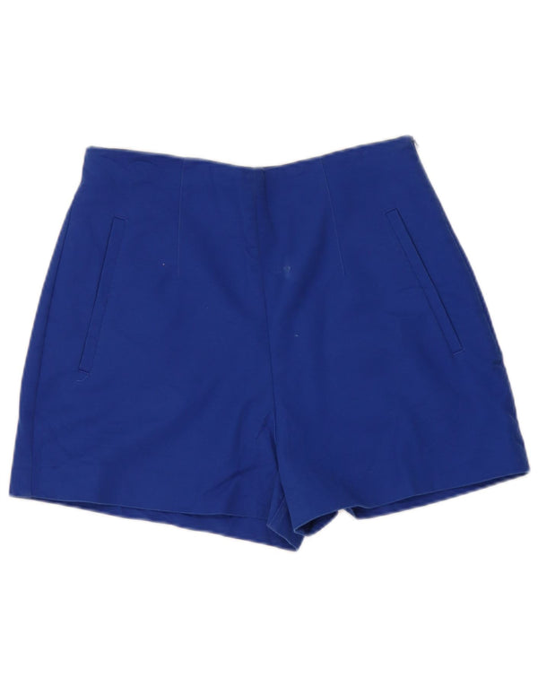 Zara Dame Højtalje Casual Shorts Medium W28 Blå Bomuld