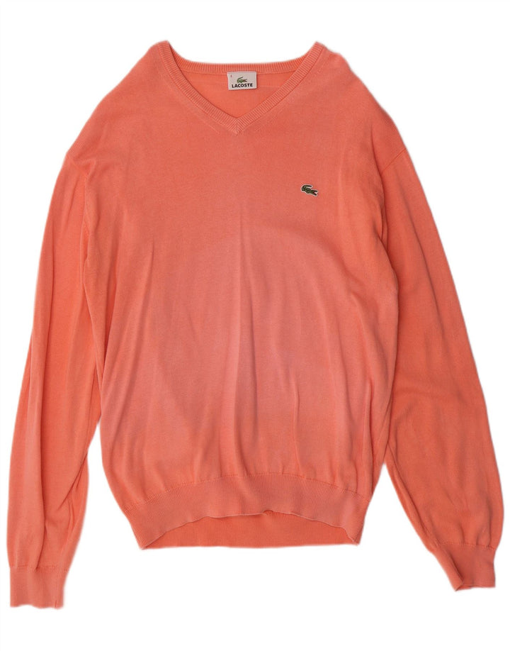 LACOSTE Herre V-hals sweater str. 4 Medium Orange