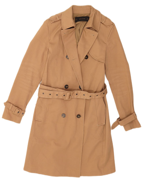 Zara Dame Trench Coat UK 14 Medium Beige Bomuld