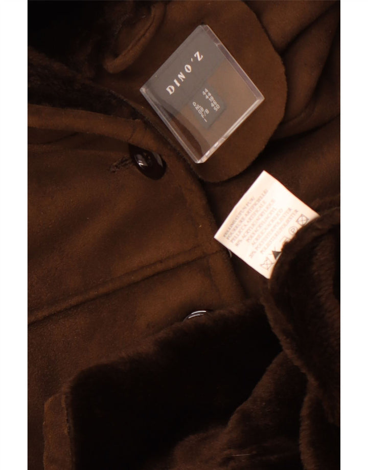 DINO' Z Sherpa-overfrakke med hætte til kvinder UK 18 XL Brun polyester