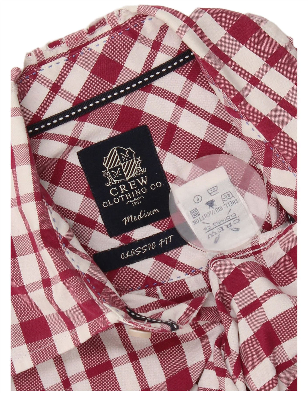 Crew Clothing Herre Classic Fit skjorte Medium Burgundy ternet bomuld