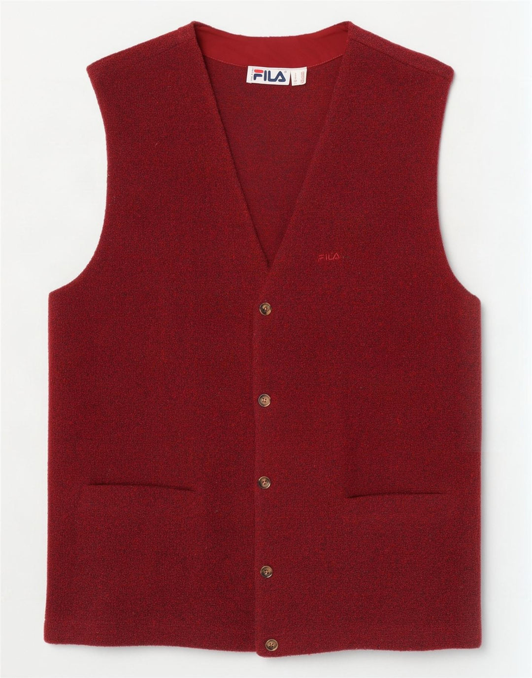 Fila strikvest vest til mænd Medium rødbrun flækket uld