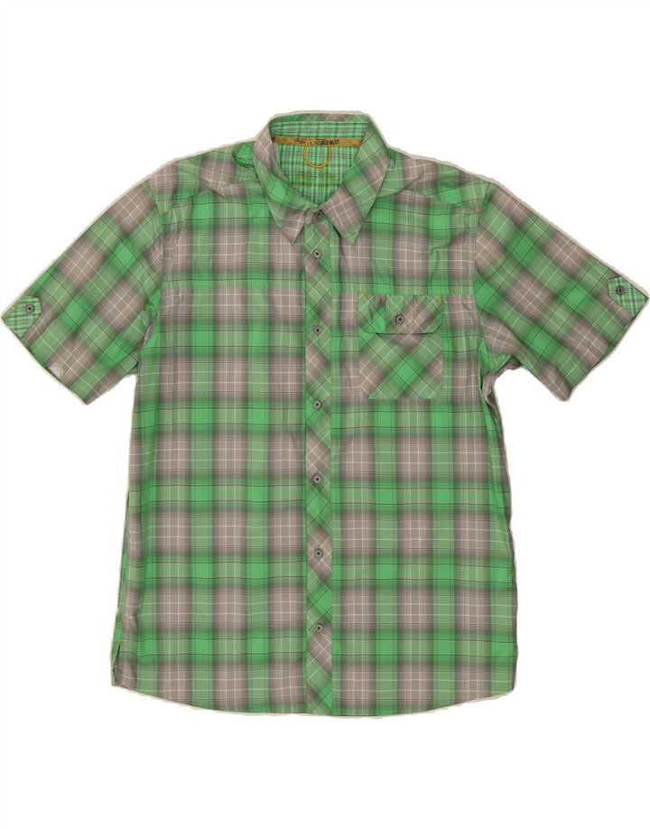 MC KINLEY Mens Short Sleeve Shirt Medium Green Check Polyester Vintage MC Kinley and Second-Hand MC Kinley from Messina Hembry 