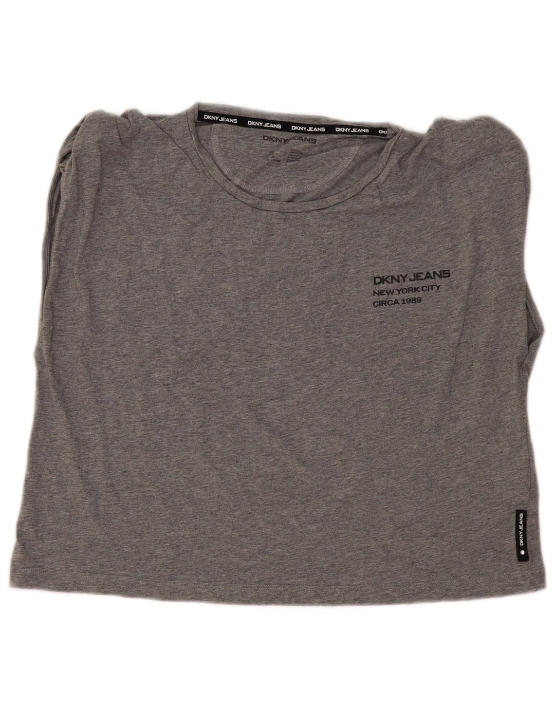 Dkny Dame Crop Grafisk Vest Top UK 16 Stor Grå Bomuld