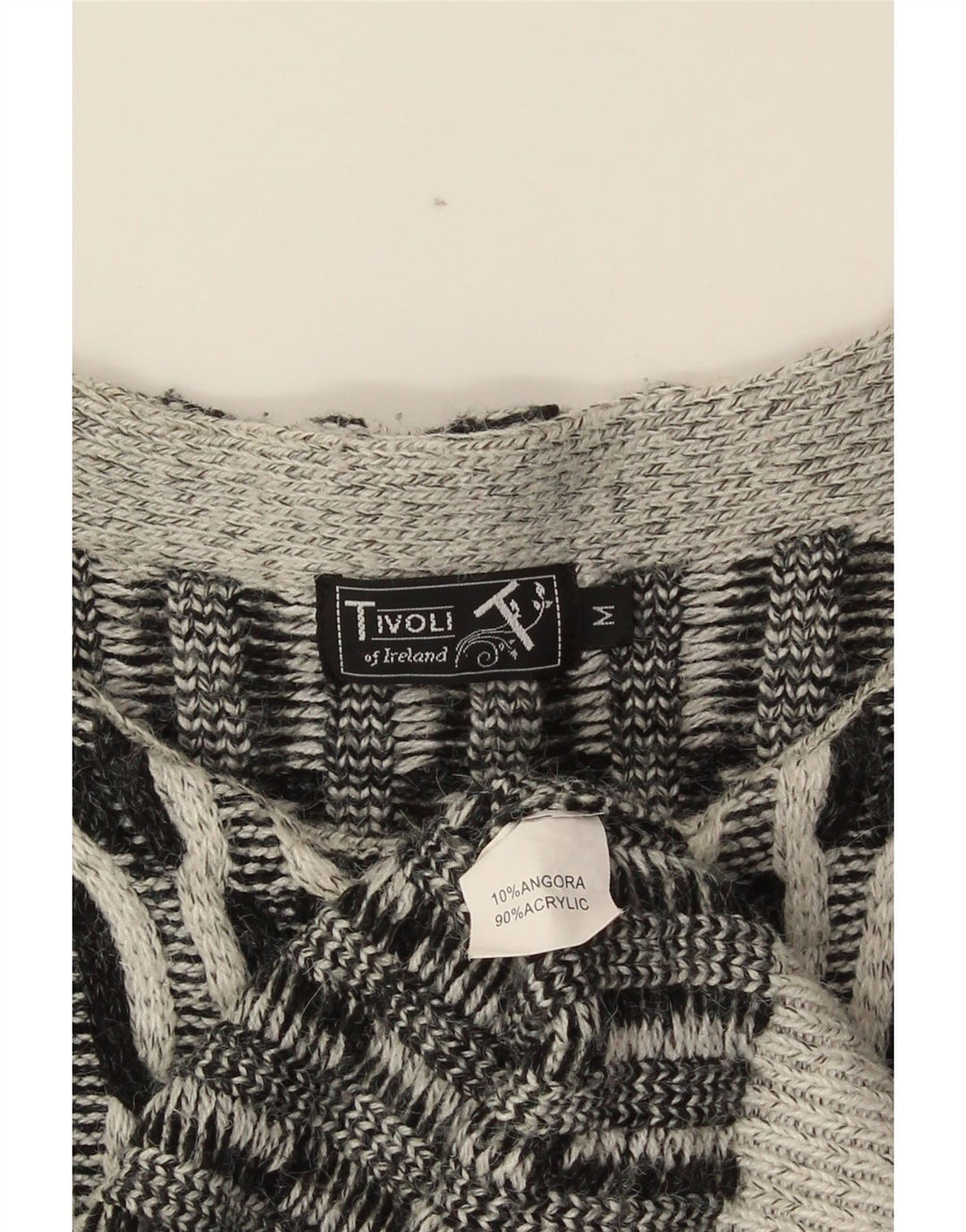 Tivoli Dame Oversized Open Cardigan Sweater UK 14 Medium Grå Geometrisk