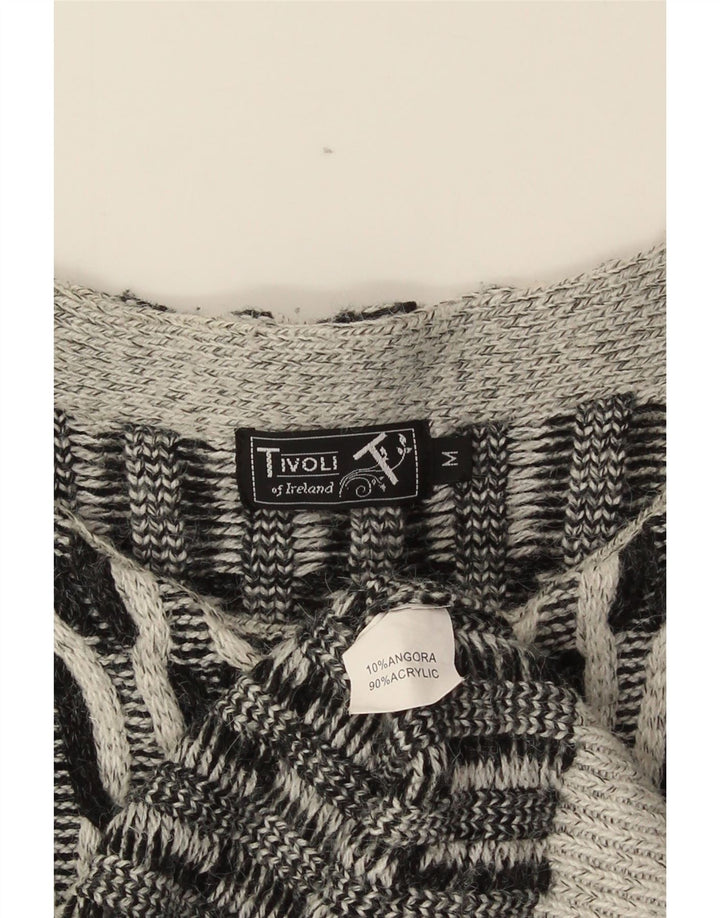 Tivoli Dame Oversized Open Cardigan Sweater UK 14 Medium Grå Geometrisk