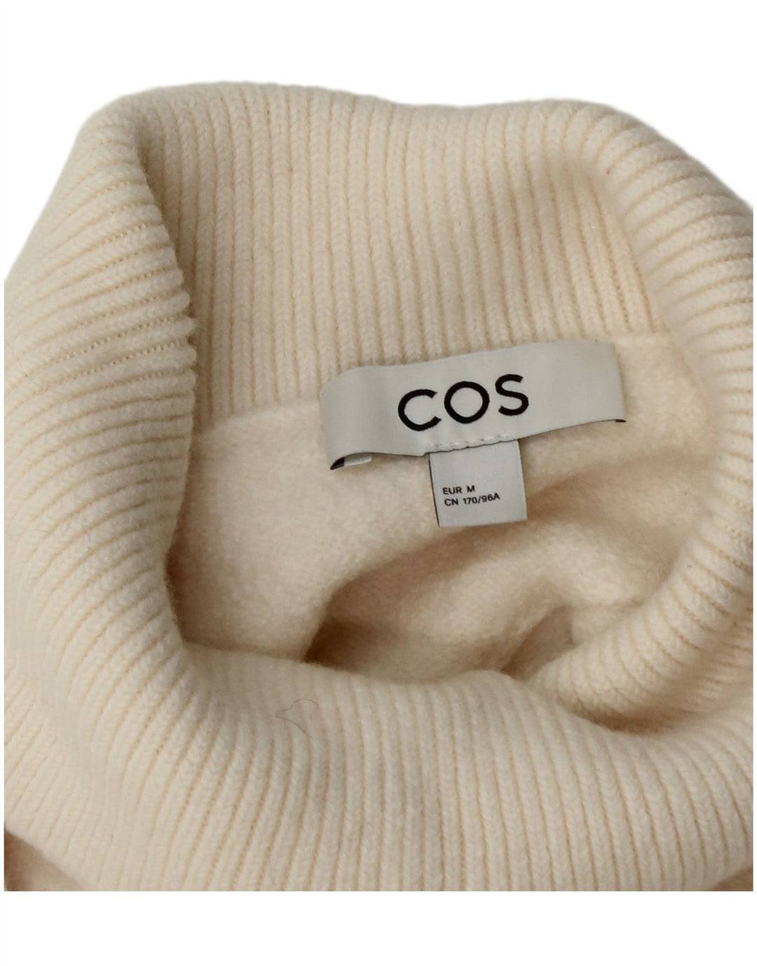 Cos Dame Oversized Roll Neck Jumper Sweater UK 14 Medium White Wool
