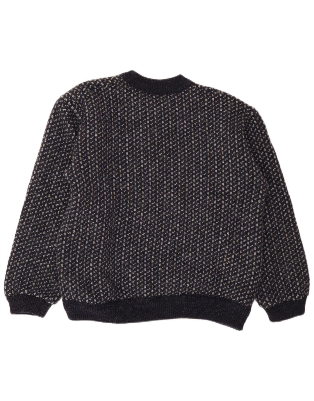 Walbusch Herre Button Neck Jumper Sweater EU 52 Large Navy Blue Geometric