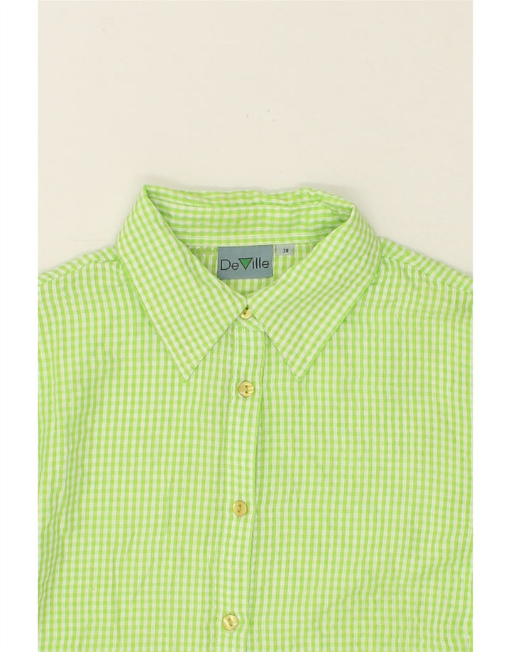 VINTAGE Womens 3/4 Sleeve Shirt Blouse EU 38 Medium Green Gingham Viscose Vintage Vintage and Second-Hand Vintage from Messina Hembry 