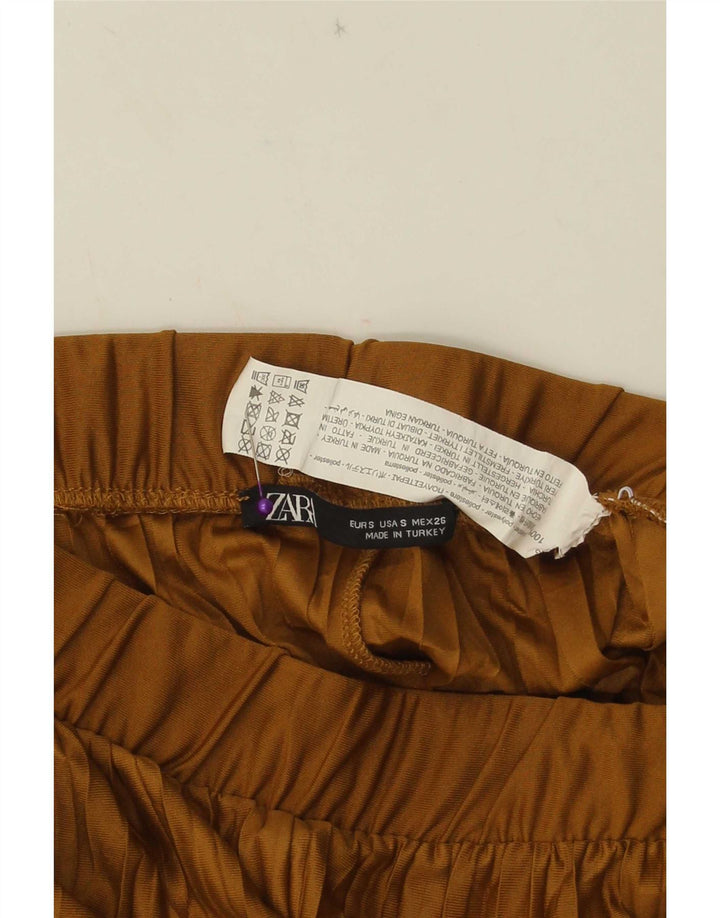 Zara Womens Vide Ben Cropped Trousers Small W26 L23 Beige Polyester