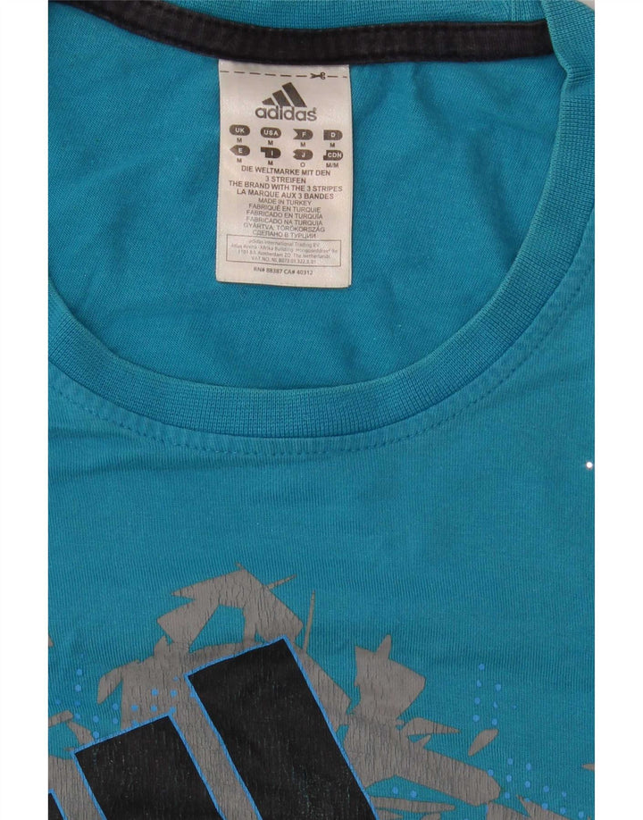 Adidas Herre grafisk T-shirt top mellemblå bomuld