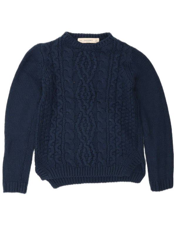 Zara Dame Boat Neck Jumper Sweater UK 16 Large Navy Blue