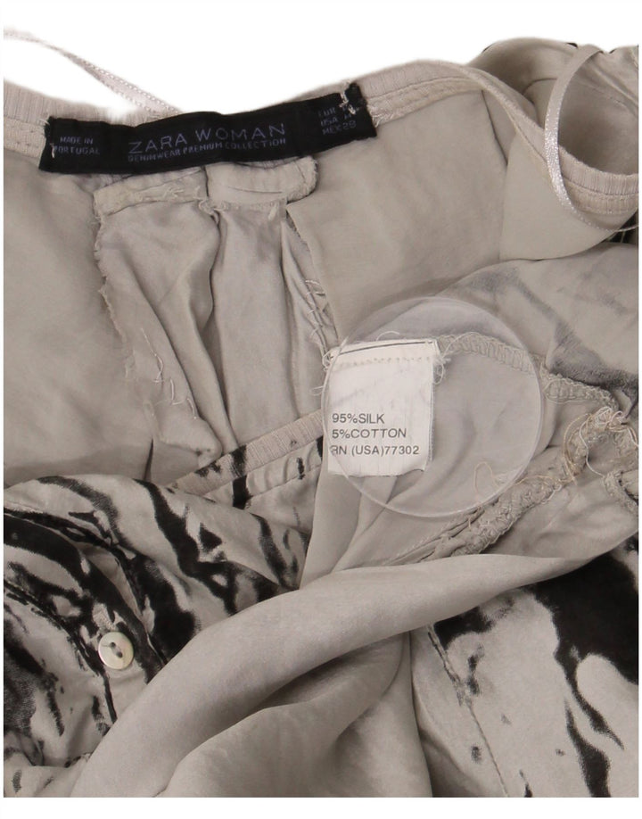 Zara Kvinders abstrakt mønster Oversized Bubble Dress UK 14 Medium Grey Silke