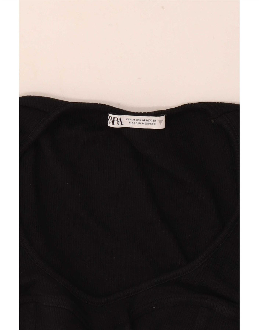 Zara Dame Crop Top Langærmet UK 12 Medium Sort