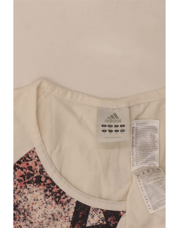 ADIDAS Grafisk T-shirt top til kvinder DK 10 Small White Animal Print Bomuld
