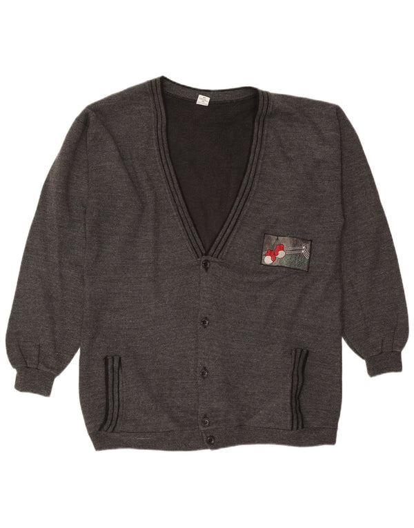 Vintage herre cardigan sweater XL grå bomuld