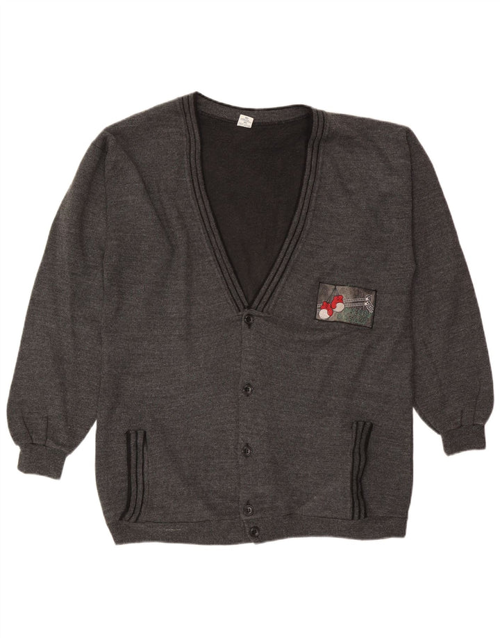 Vintage herre cardigan sweater XL grå bomuld