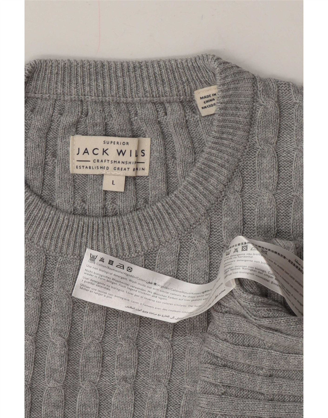 Jack Wills Herre Crew Neck Jumper Sweater Stor Grå Bomuld