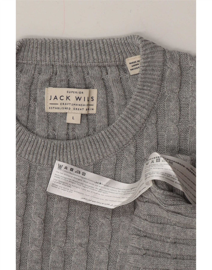 Jack Wills Herre Crew Neck Jumper Sweater Stor Grå Bomuld