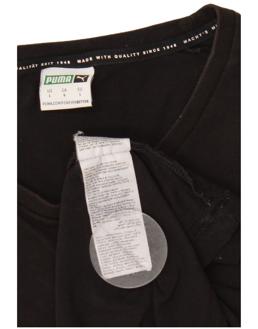 Puma Herre T-Shirt Top Stor Sort Colourblock Bomuld