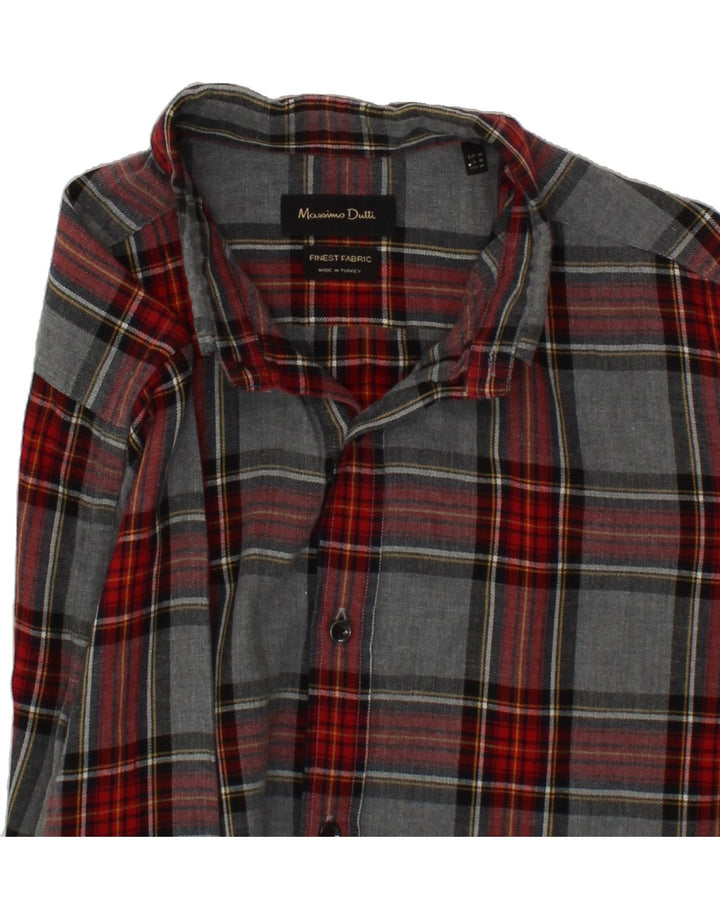MASSIMO DUTTI Mens Shirt Medium Grey Check Cotton Vintage Massimo Dutti and Second-Hand Massimo Dutti from Messina Hembry 