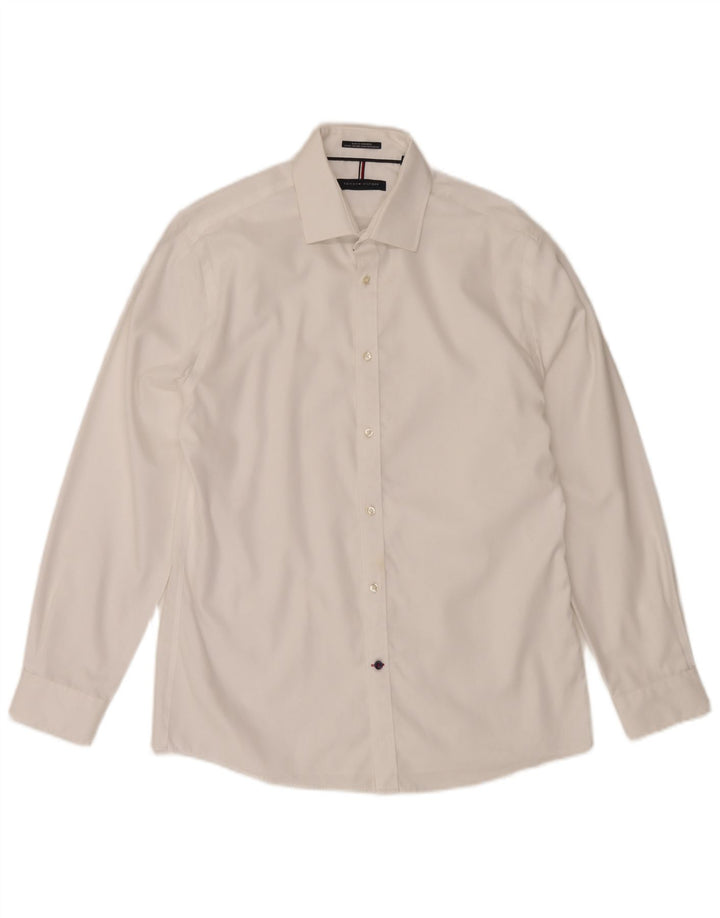 Tommy Hilfiger Herre Slim Fit Skjorte Størrelse 15 1/2 Medium Hvid Bomuld