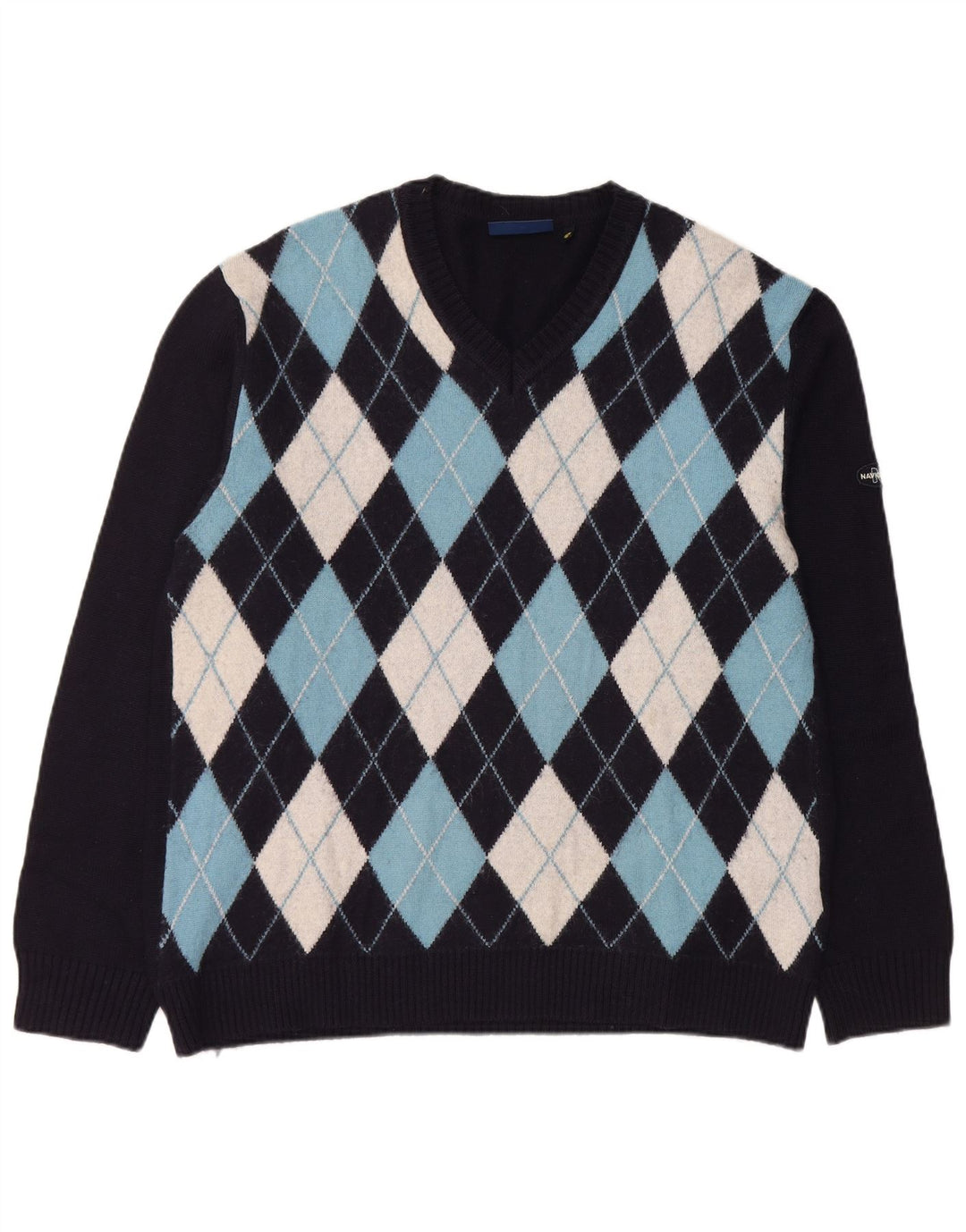 NAVIGARE Herre V-hals sweater XL Navy Blue Argyle/Diamond