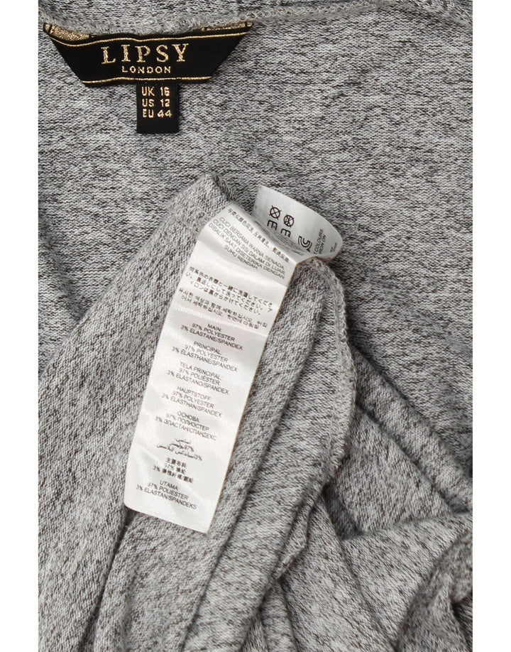Lipsy Womens Longline Cardigan Sweater UK 16 Large Grey Flecked Polyester